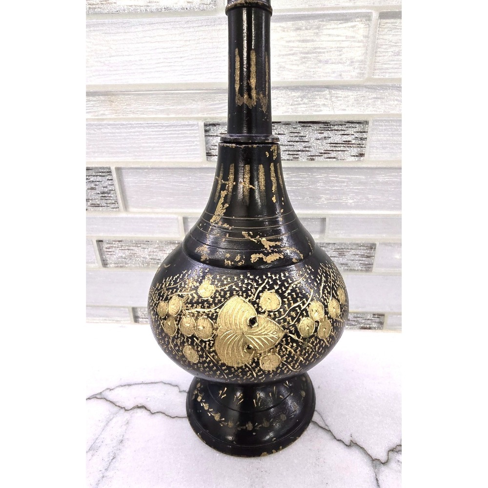 Black and Gold Brass 13 Inches Tall Rose Water Sprinkler/Gulabdan - Picture 4 of 11